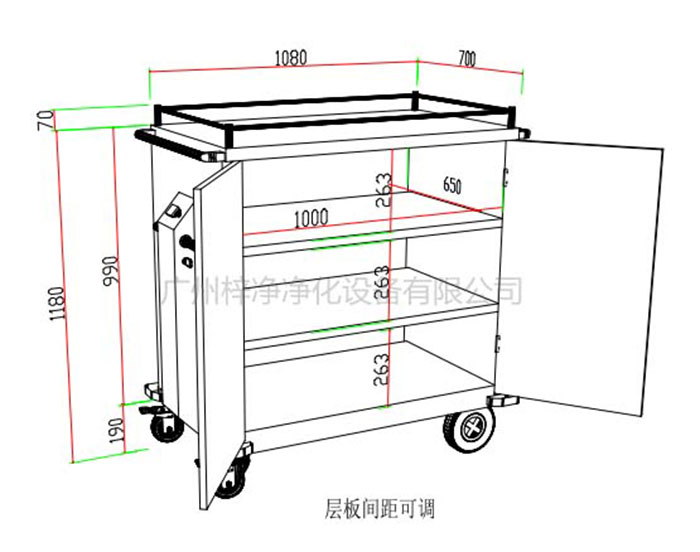 无菌物品电动运送车标准方案设计示意图内部结构